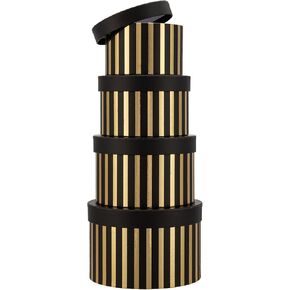 Oairse Gift Boxes with Lids for Presents Red and White Striped Round Box for Flower Arrangements Set of 4 Nesting Gift Boxes Bulk for Bridesmaid, Proposal, Wedding, Birthday, Party Favor Graduation
