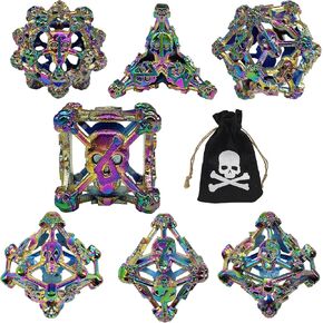 مجموعة نرد DND مجموعة نرد معدنية مجوفة لجمجمة الهالوين MTG مناسبة للعب الأدوار في الزنزانات والتنينات آر بي جي D&D D20 لعبة لوحة متعددة السطوح D20 فيجيت مع حقيبة نرد سوداء - ذهبي قديم in Kuwait