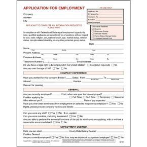 Application for Employment Form, 8.5 x 11, 25 Pack, J. J. Keller & Associates, Inc.