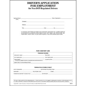 Employment Application for Non-DOT Regulated Drivers, 8.5 x 11, Single-Ply, 25-Pack, J. J. Keller & Associates, Inc.