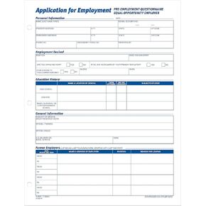 Tops 32851 Employee Application Form, 8-3/8 x 11, 50 Forms/Pad, 2 Pads/Pack