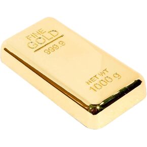 3 Fake Gold Bar Paperweight for Office Desk, Elegant Gift for Men & Women, Luxury Birthday & Anniversary Present, Stylish Jewellery Shop Décor (3.15" x 1.57" x 0.39") - Pack of 3
