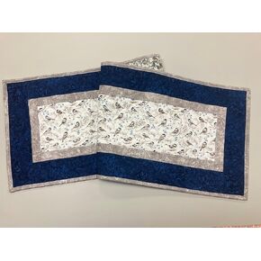 Table Runner with Birds, Blue Birds in Trees Mountain Quilted Dining Table Runner, 13x48 inch Reversible, Small Chickadees Coffee End Table Cabin Everyday Nature Woods