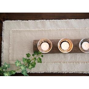 Fall Table Runner -Autumn table runner - Handmade in USA, Farmhouse Rustic Sandy Beige Neutral-boho runner made in Usa products only (15x60 inch)