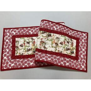 Handmade Peppermint Candies Snowman Christmas Table Runner, 13x48" Quilted Dining Table, Reversible, Winter Holiday, Buffet Coffee Table, Handmade