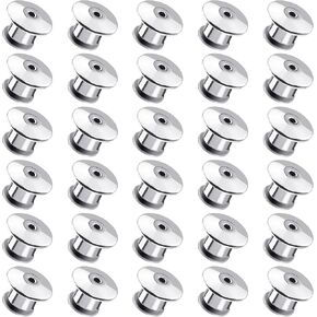 Quacc 30 PCS Metal Pin Keepers Locking Pin Backs Locking Pin Keepers Clasp for Badges, Lanyards, Jean Button (Silver)