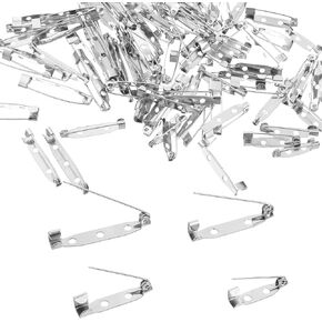 120 Pcs Brooch Pin Backs Kit - 4 Size Stainless Steel Locking Pins Backs Safety Clasp Silver Brooch Clasp Pin for Jewelry Making, Badges, Crafts, Name Tags and DIY Accessories