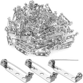 100Pack Silver Safety Pins 1 Inch Pin Back Clasp Brooch Pins Backs with 3 Holes Safety Locking for Making Corsage, Name Tags, Badges, Citation Bars