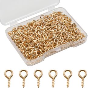 Pine & Linen 400 pcs 10x5mm Small Durable Screw Eyes Pins, Mini Screw Eye Hooks Eye Pins Charm Bead, Small Pegs for DIY Jewelry Making/Arts & Crafts Enthusiast(Silver)