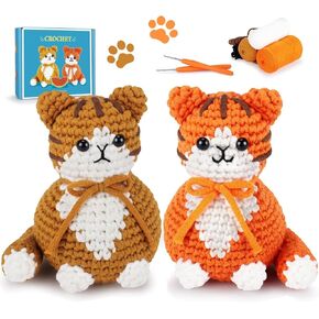 Crochet Kit for Beginners, Bunny and Bear Crochet Animal Kit with Step-by-Step Video Tutorials, Crocheting Kit for Starters, Beginner Crochet Kit for Kids and Adults, DIY Stuffed Animal Knitting Kit