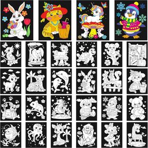 Zhanmai 24 Pack Velvet Coloring Posters Animal Fuzzy Velvet Coloring Posters Animal Crafts for Kids Color Your Own Poster Bulk for Holiday School Home Party Activities