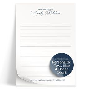 Personalized Notepads with Name, From the Desk Of & Contact Info w/Classic Script Font, Desk Notepads for Women & Men, Personalized Stationery as Gifts, Personalized Memo Pads - Nostalgia Pad