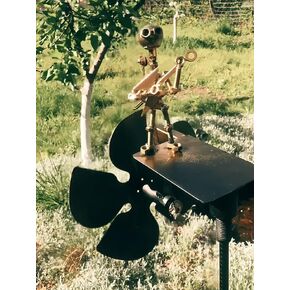 Handmade Metal Rock Band Drummer Windmill - Wind Powered Kinetic Garden Sculpture Decor with Steampunk Percussionist - Outdoor Wind Spinner for Yard Art Patio Lawn Outdoor (Drummer)