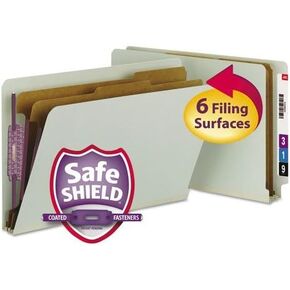 SMD29810 - Smead 29810 Gray/Green End Tab Pressboard Classification Folders with SafeSHIELD Fasteners