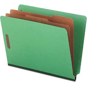 Pressboard End Tab Folders, Letter, Six-Section, Green, 10/Box