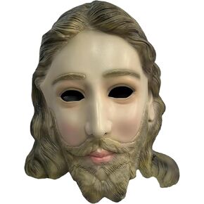 Jesus Mask Bearded Long Hair Jesus Costume Full Face Free Size Latex Mask Funny & Realistic Halloween for Cosplay, Role Play, Costume, Masquerade Halloween Masquerade