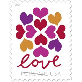 USPS Hearts Blossom Love Forever Stamps - Wedding, Celebration, Graduation (2 Sheets, 40 Stamps) 2019