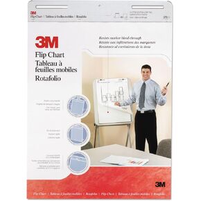 3M 570 لوحة مخطط فليب احترافية ، غير مسببة ، 25 × 30 ، أبيض ، 40 ورقة ، 2/كارتون