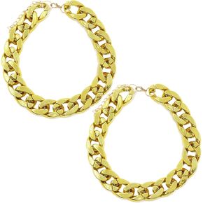 2 Pieces Gold Dog Chain Collar, Adjustable Plastic Necklace for Puppies, 10 Inch (25+7 Cm), Includes, Ideal for Costume or Daily Use