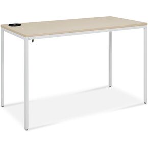 Brite Table Desk 48" W x 24" D x 30" H - Light Maple Top/White Steel Frame - Commercial Quality