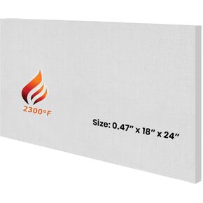 SIMOND STORE Ceramic Fiber Insulation Board - 2300F Rated - 0.47" x 18" x 24" - Ceramic Thermal Insulation Board for Wood Stoves, Fireplaces, Furnaces, Forges, Kilns, Pizza Ovens, Boilers - Pack of 1