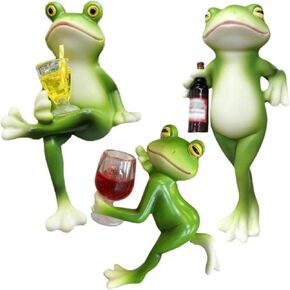 Drinking Frog Statue,Funny Flower Pot Hugger Resin Hanging Frog Figurine Planter Pot Decoration Funny Hanging Drinking Frogs Flower Pot Hugger Ornaments for Home Garden Fence Patio Yard Decor