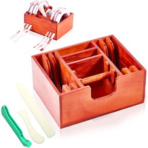 Wooden Copper Foil Dispenser for Stained Glass Supplies Foil Dispenser Art Tools Storage with 1 Pcs Stained Glass Copper Foiling Tool (7/32 in) with 2 Pcs Stained Glass Burnisher