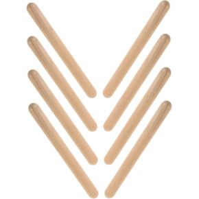 4 Pairs Natural Wood Claves of Wooden Rhythm Sticks for Friendly Percussion Instrument for Early Music Education for Preschool Teaching Orff Music Activities