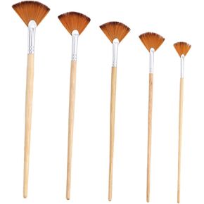 HOMSFOU 5Pcs Professional Fan Paint Brush Portable Painting Supplies for Watercolor and Oil Comfortable Grip for Artists Students and Hobbyists Great for All
