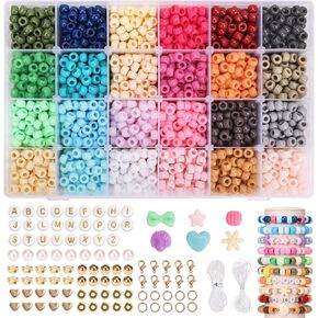سوار كويف المهر سوار صنع مجموعة 2880pcs سوار الصداقة مجموعة قوس قزح 24 ألوان خرز Kandi مع خطاب وخرزات القلب مرنة لتصنيع المجوهرات صنع قلادة