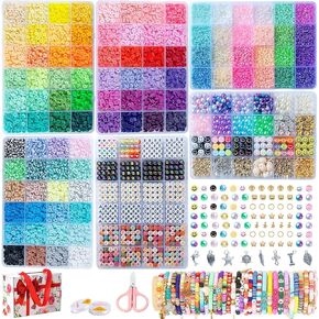 SJZWSD Friendship Bracelet Making Kit– 6 Boxes of Pony, Seed, Clay & Letter Beads, UV Glow in The Dark Beads, Tools & Charms – Jewelry Craft Kit for Kids & Adults in Kuwait