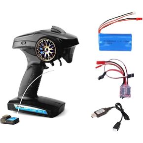 2.4G 3CH RC Transmitter+Receiver+30A ESC+Battery+Charging Cable for WPL RC Car Repair