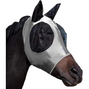 Horse Fly Mask with Ears, Comfortable Fit Stretch Fabric with UV Protection Soft on Skin Breathability for Small/Medium Size Horses (Blue)