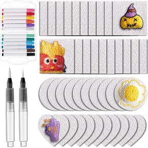Wonderjune 40 Pcs Foam Texture Painting Paper for Crafts, Magical Puffy Paint Kit with 12 Colors Markers 2 Water Brush Pens Handicraft Blank Foam Texture Painting Paper for 3D Crafts DIY Art Supplies