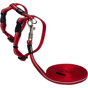 Rogz Catz AlleyCat Extra Small 5/16" Reflective Adjustable Kitten H-Harness and Lead Combination, Black Reflective