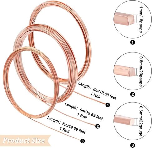 BENECREAT 49.2 Feet 20 Gauge(0.8mm) Solid Bare Copper Wire Round Copper Wire Jewelry Beading Wire for Ring Earrings Jewelry Making DIY Craft Supplier in Saudi Arabia