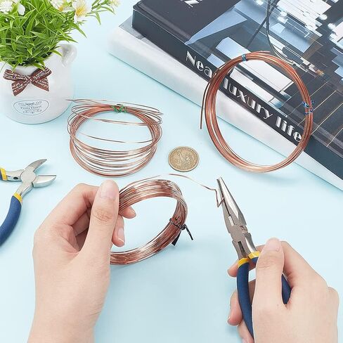 BENECREAT 49.2 Feet 20 Gauge(0.8mm) Solid Bare Copper Wire Round Copper Wire Jewelry Beading Wire for Ring Earrings Jewelry Making DIY Craft Supplier in Saudi Arabia