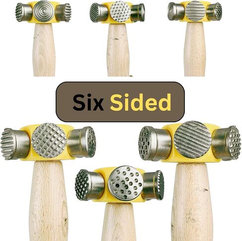 BENCH WIZARD 6-In-1 Multi-Head Hammer | 10" (25.4 cm) Wooden Handle | Distinctive Designs | Ideal for Metal, Wax & Clay | Unlock Limitless Creativity in Saudi Arabia