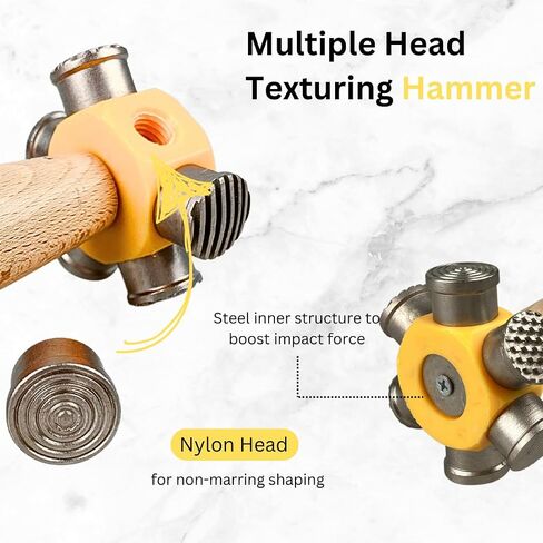 BENCH WIZARD 6-In-1 Multi-Head Hammer | 10" (25.4 cm) Wooden Handle | Distinctive Designs | Ideal for Metal, Wax & Clay | Unlock Limitless Creativity in Saudi Arabia