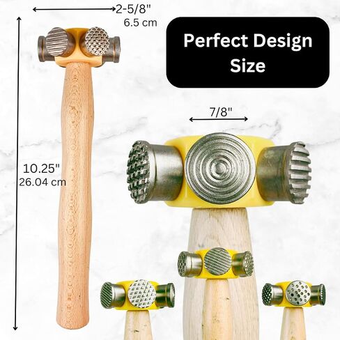 BENCH WIZARD 6-In-1 Multi-Head Hammer | 10" (25.4 cm) Wooden Handle | Distinctive Designs | Ideal for Metal, Wax & Clay | Unlock Limitless Creativity in Saudi Arabia