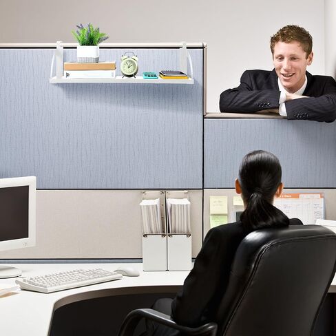 Tandefio Office Cubicle Shelf 24'' Hanging Cubicle Storage Organizer File Hanging Shelf Accessories Storage Organizer Bookshelf with Hooks for Home Desk (White) in Kuwait