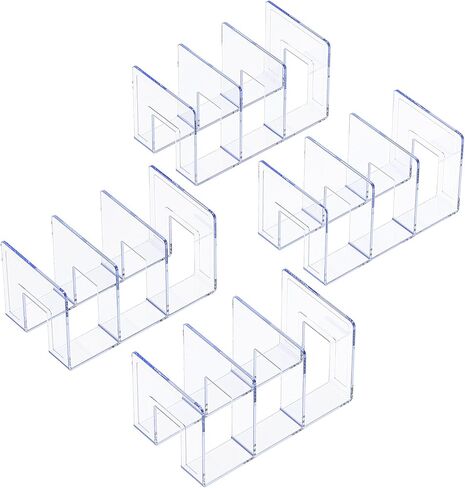 YAGELI Clear Acrylic Desk File Sorter Purse/Handbag Organizer Clutch Divider Mesh Folder Office Supplies Stand Bookshelf (3 Sections) (2Pack-4Sections) in Saudi Arabia