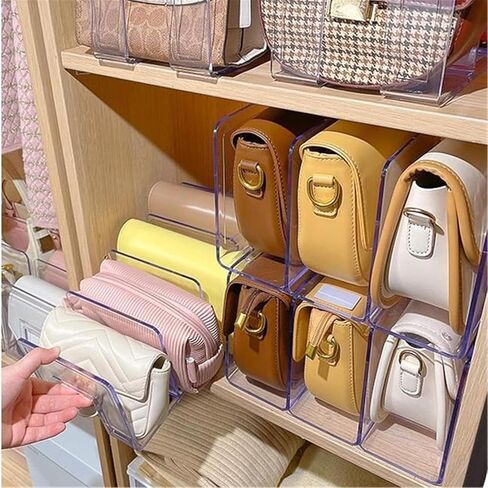 YAGELI Clear Acrylic Desk File Sorter Purse/Handbag Organizer Clutch Divider Mesh Folder Office Supplies Stand Bookshelf (3 Sections) (2Pack-4Sections) in Saudi Arabia