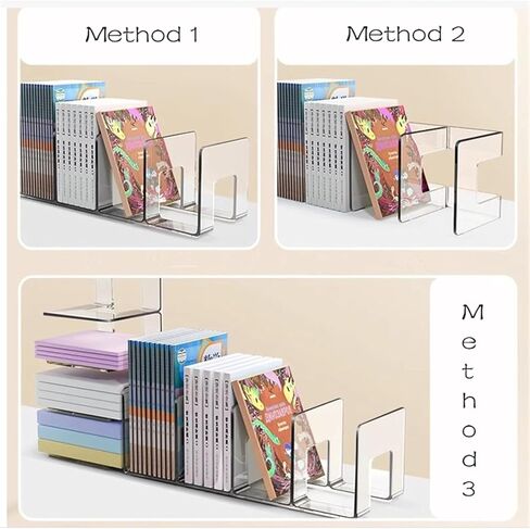 YAGELI Clear Acrylic Desk File Sorter Purse/Handbag Organizer Clutch Divider Mesh Folder Office Supplies Stand Bookshelf (3 Sections) (2Pack-4Sections) in Saudi Arabia