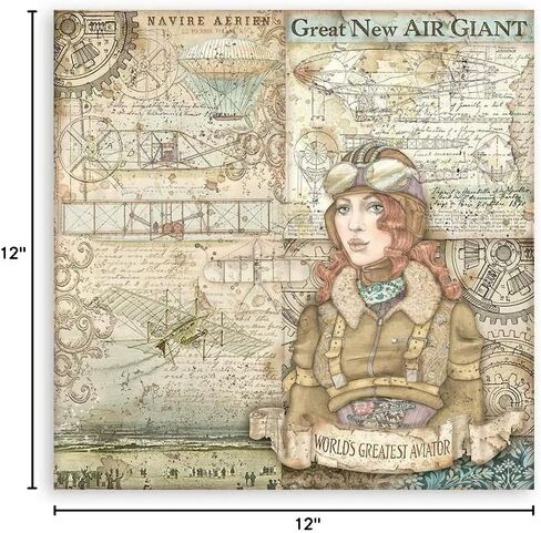 STAMPERIA INTER، وسادة ورق KFT مقاس 12 × 12 10 قطع، Sir Vagabond Aviator، 10 تصميمات/1 لكل منها in Saudi Arabia
