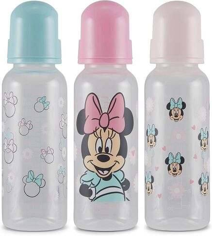 Baby Bottles 9 oz for Boys and Girls| 3 Pack of Disney "Princess Sparkles" Infant Bottles for Newborns and All Babies | BPA-Free Plastic Baby Bottle for Baby Shower in Saudi Arabia
