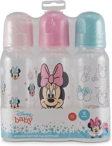 Baby Bottles 9 oz for Boys and Girls| 3 Pack of Disney "Princess Sparkles" Infant Bottles for Newborns and All Babies | BPA-Free Plastic Baby Bottle for Baby Shower in Saudi Arabia