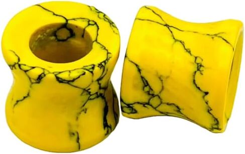 Body Jewelry Pair of Yellow Turquoise Crystal Naga Body Piercing Jewelry Gauges Plugs Tunnels (4mm to 40mm) Customized Size & Wholesale Also Available (13/16" (20mm)) in Saudi Arabia