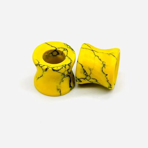 Body Jewelry Pair of Yellow Turquoise Crystal Naga Body Piercing Jewelry Gauges Plugs Tunnels (4mm to 40mm) Customized Size & Wholesale Also Available (13/16" (20mm)) in Saudi Arabia