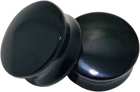 Uni Craft's Pair of Natural Black Obsidian Crystal Handmade Naga Body Piercing Jewelry Double Flared Round Shaped Ear Gauges Plugs Size 8g (3mm) to 2-1/8" (54mm) (46mm) in Saudi Arabia